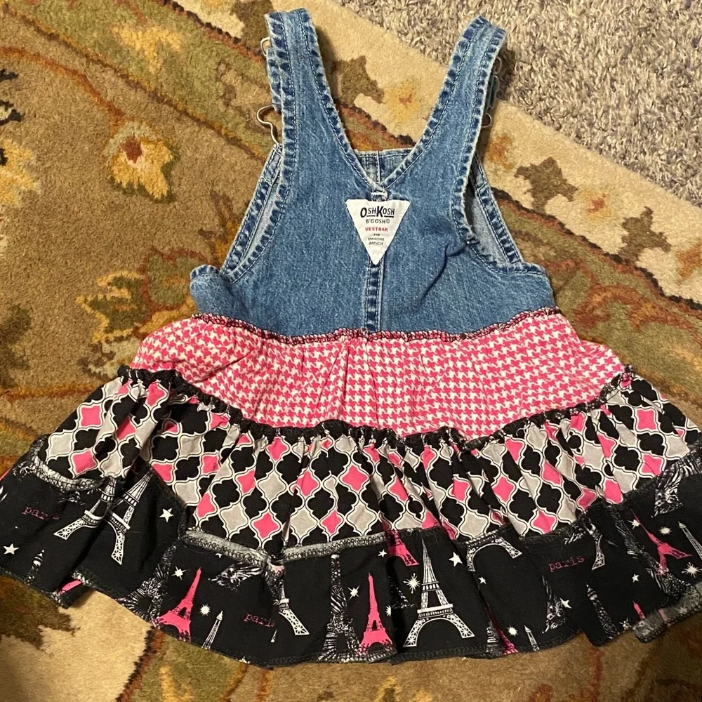 OshKosh B'gosh Denim Overall Dress with Paris Skirt toddler Med